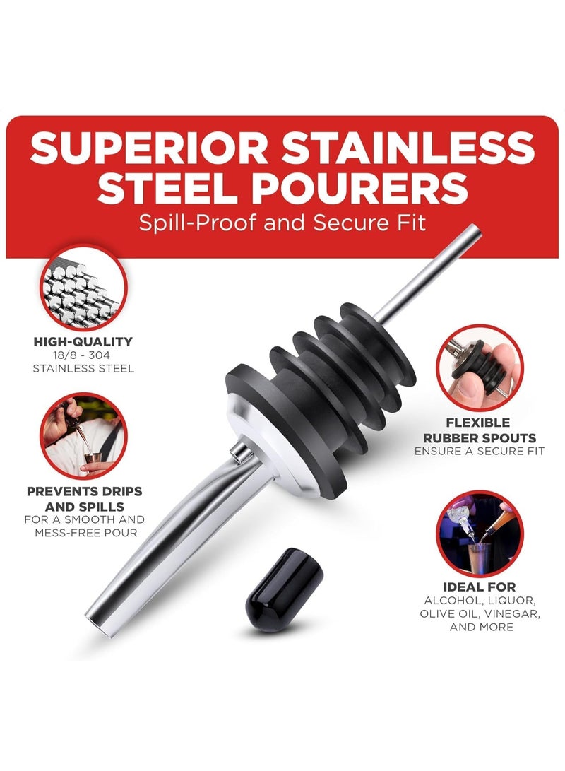 هوم زون عبوة من 12 قطعة من فوهة سكب الزيت مع اغطية مطاطية للغبار وفوهة صب المشروبات من الستانلس ستيل لزيت الزيتون والخل - Image 5